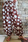 Basso Big Dot Balloon Cuff Pant Chocolate & White